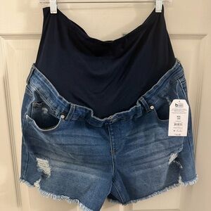 Time and Tru Dark Blue Jean Maternity Shorts